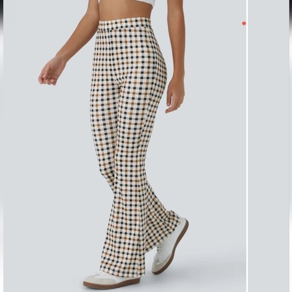 Halara High Waisted Plaid Flare Casual Stretch Pants - Picture 1 of 8